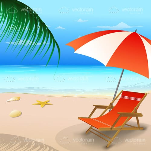Beach Chair With a Parasol